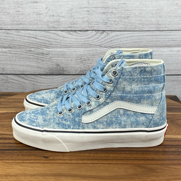 Vans Sk8 Hi Tapered Denim Destroy Winter Sky Sneaker Women’s Shoe Size 6.5 - Picture 1 of 11